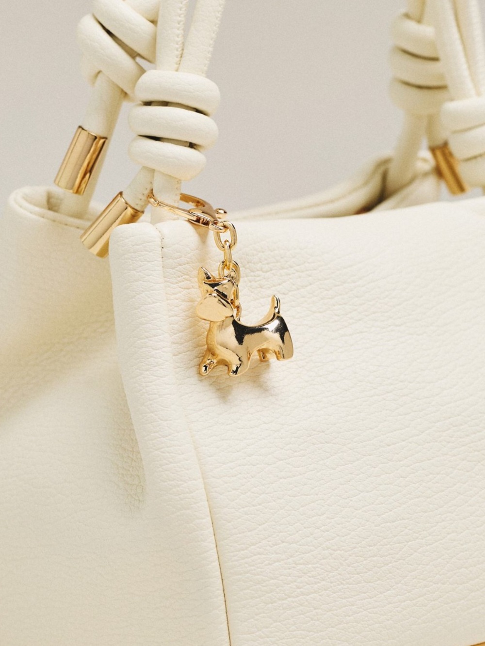 Anthropologie Gold Tone Scotty Dog Bag Charm Keyring New With Tags